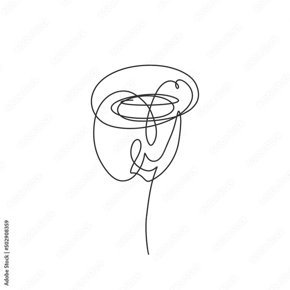 Abstract plant drawn by hand with a continuous line.  Valentine's day logo concept.  minimalist style.  spring floral design element