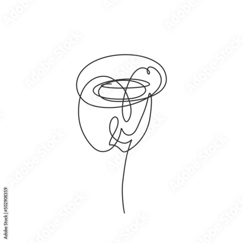 Abstract plant drawn by hand with a continuous line.  Valentine s day logo concept.  minimalist style.  spring floral design element