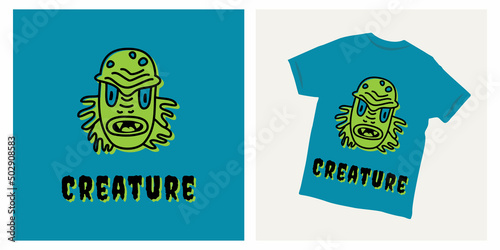 green swamp creature t-shirt illustration