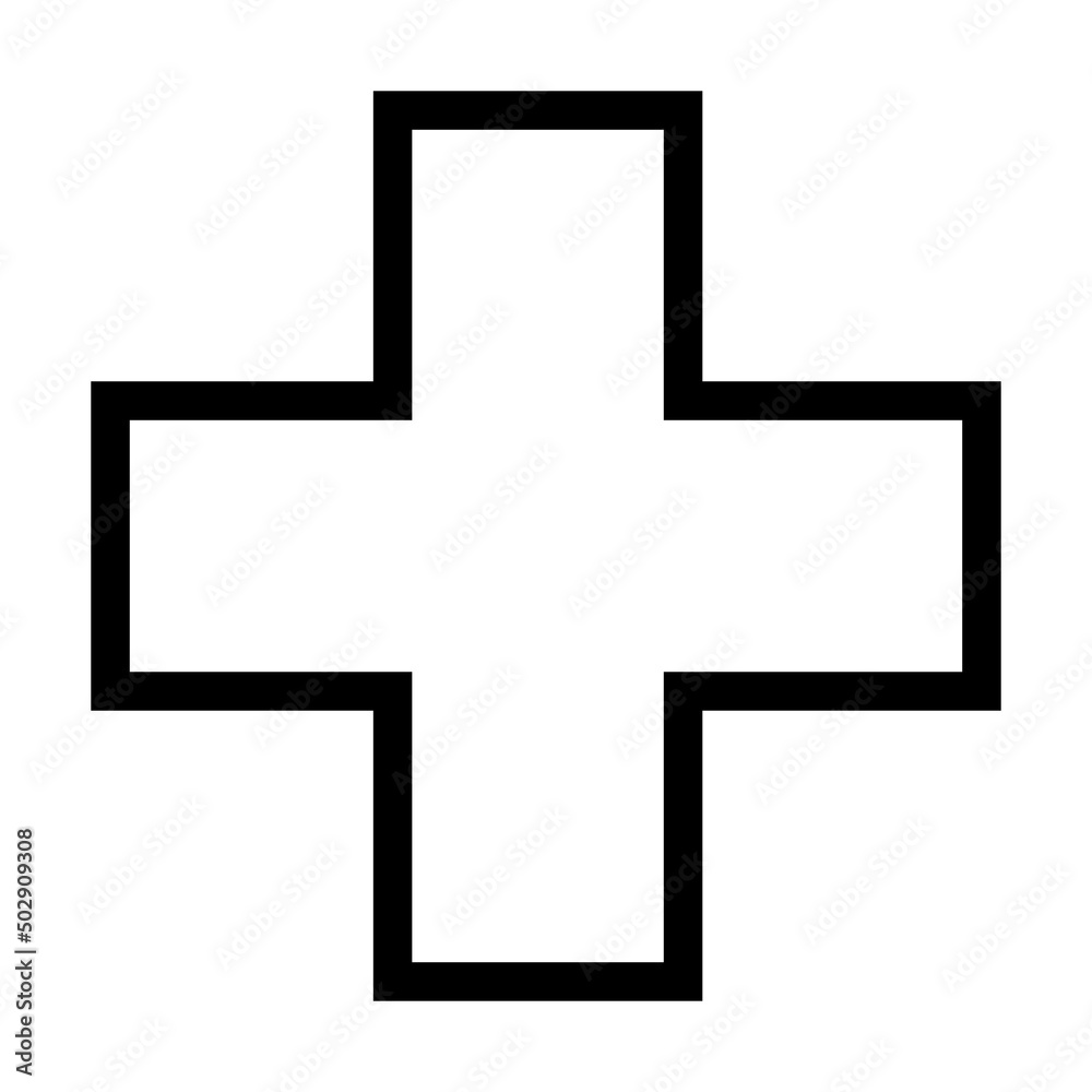 Obraz premium Cross symbol shape vector icon outline stroke for creative graphic design ui element in a pictogram illustration