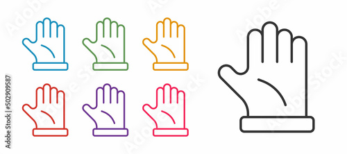 Set line Beekeeper glove icon isolated on white background. Set icons colorful. Vector