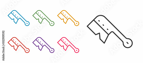 Set line Beekeeping brush icon isolated on white background. Tool of the beekeeper. Set icons colorful. Vector