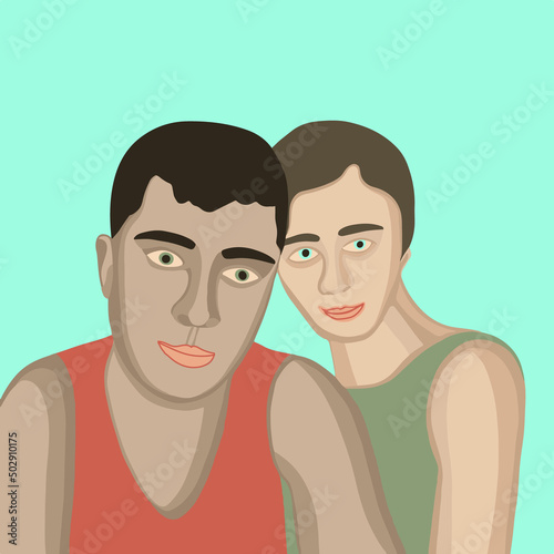 Vector image of an LGBT couple. Gay love.