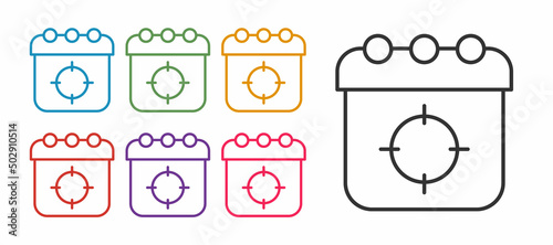 Set line Target sport icon isolated on white background. Clean target with numbers for shooting range or shooting. Set icons colorful. Vector