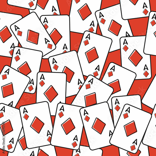 Background from aces of tambourines. Vector seamless beautiful poker or casino background.