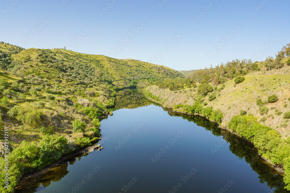 Scenic River Tagus landscape in Extremadura Spain