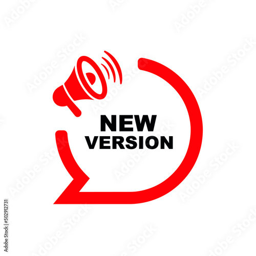 new version sign on white background