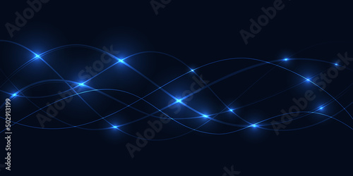 Glowing light lines. Neon light effect. Glowing wavy rays