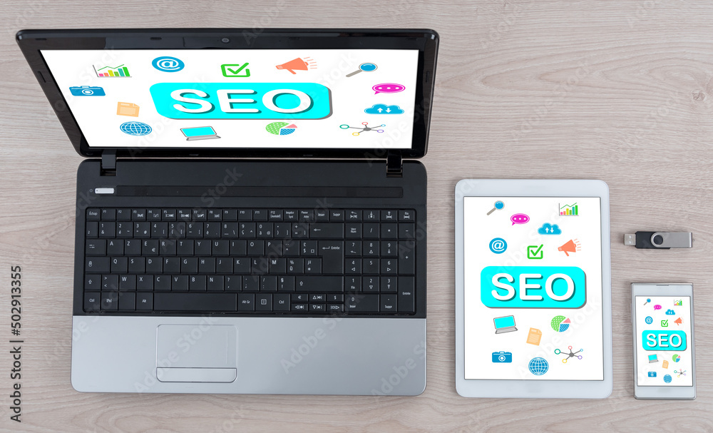 Seo concept on different devices Seo concept on different devices