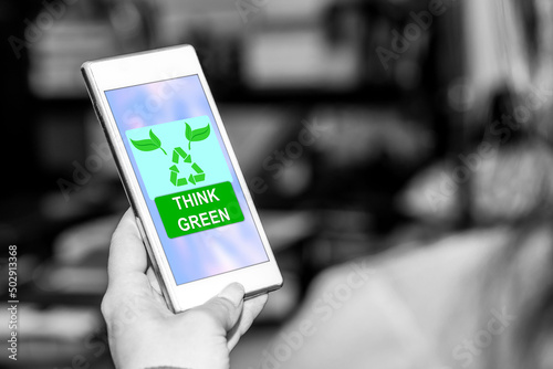 Think green concept on a smartphone