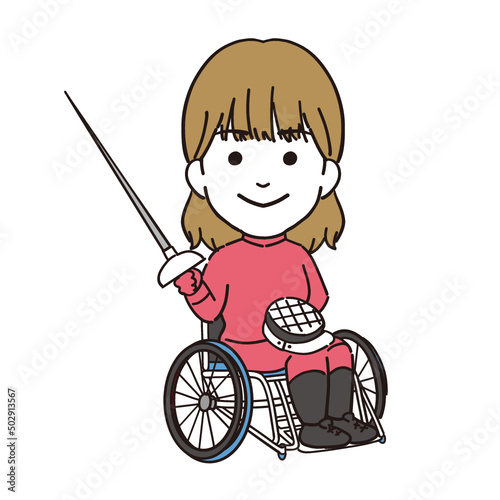 Wheelchair fencing illustration -vector-