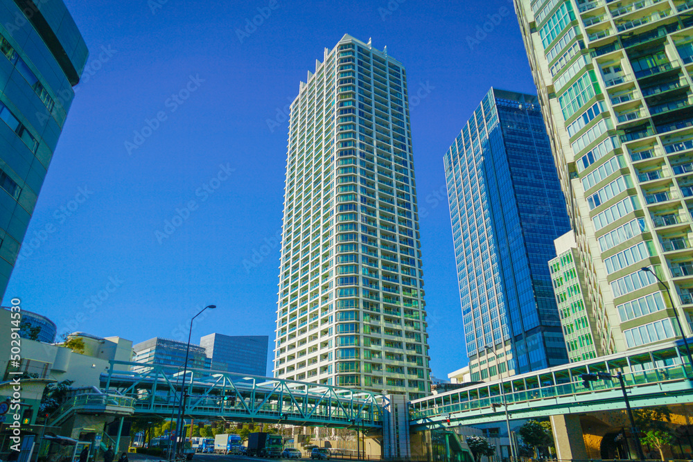 Obraz premium 雪に包まれる横浜市神奈川区