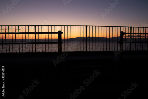 sunset on the parking area