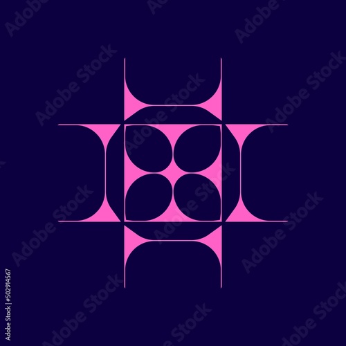 Beautiful flower abstract single pattern. Round ribbon, mandala, decorative, icon, template, sunflake, etc.