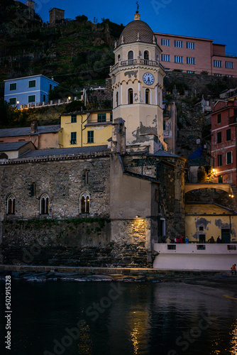 Old Town of cinque terre in the evvening