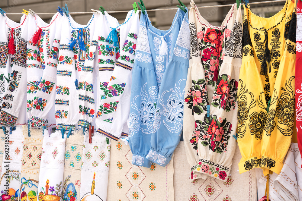 Ethnic ukrainian traditional embroidered shirts, vyshyvanka