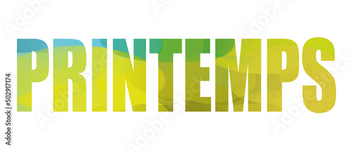 Mot printemps en capitales texturé. Illustration vectorielle. 