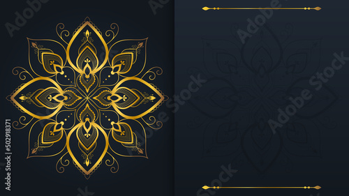 Obraz na płótnie Luxury golden mandala background vector. Backdrop with gold design element w salonie