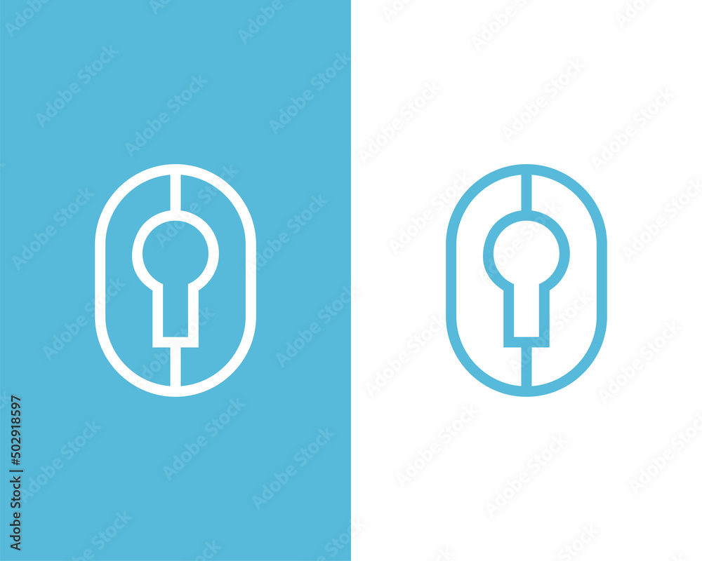 Abstract keyhole logo in line art style Abstract keyhole logo in line art style