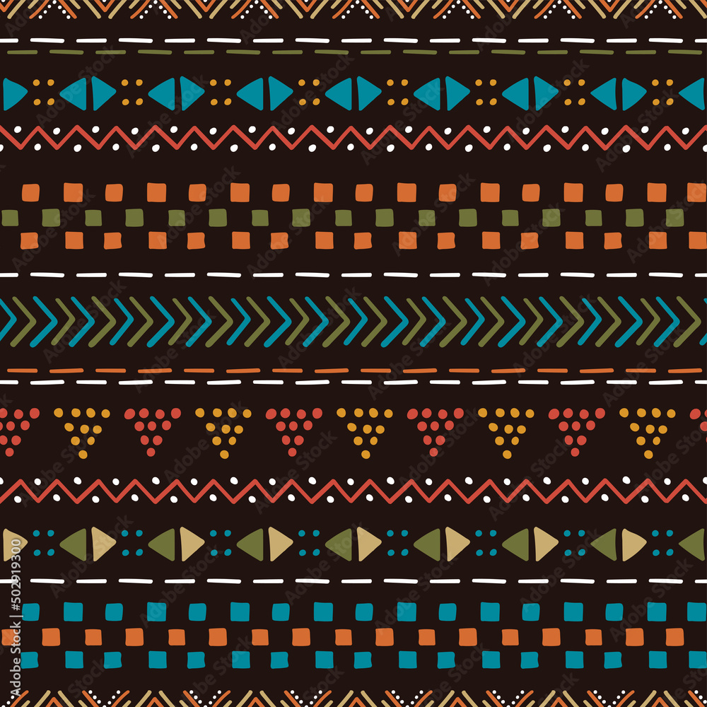 Hand drawn abstract seamless pattern, ethnic background, african style - great for textiles, banners, wallpapers, wrapping - vector design