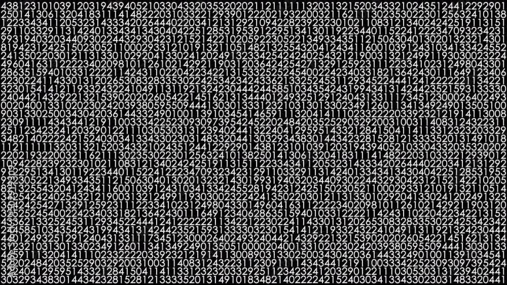 Combinations of digits. Random numbers from 0 to 9. Artificial intelligence computing. Seamless loop animation