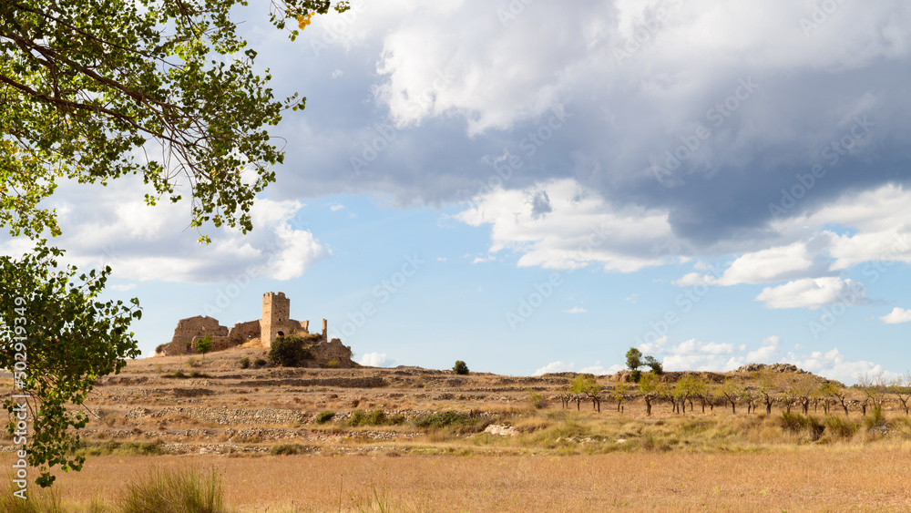 Castillo de Pradas, cerca de la población de San Agustín, en la provincia de Teruel. Aragón. España. Europa