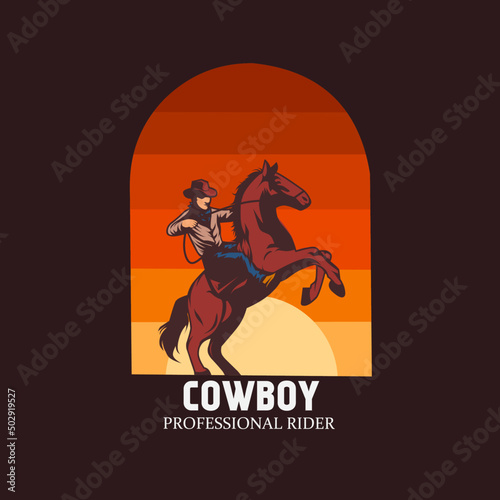 illustration vector graphic of man ridding horse,wild west,suitable for background,banner,poster.