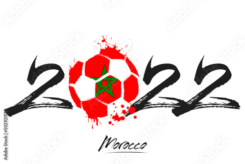 2022 and ball in flag colors of Morocco