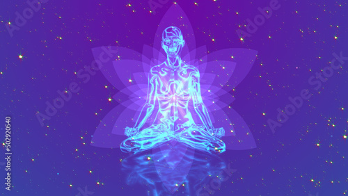 Meditation chakras with floral and space animation loopable background 