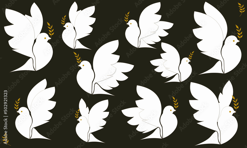 Colombe paix Blanche et OR