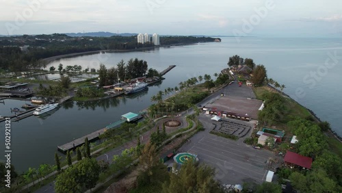 Miri, Sarawak Malaysia - May 2, 2022: The Landmark and Tourist Attraction areas of the of Miri City, with its famous beaches, rivers, city and scenic surroundings