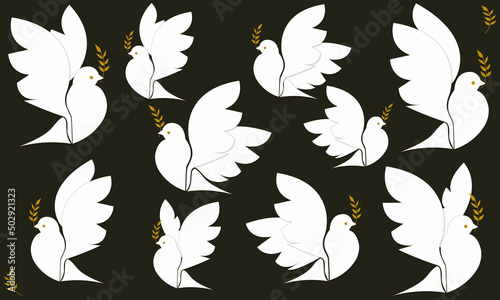Colombe paix Blanche et OR