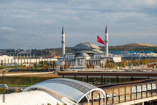 Photography New modern untypical mosque close to Istanbul Havalimani airport in Turkey