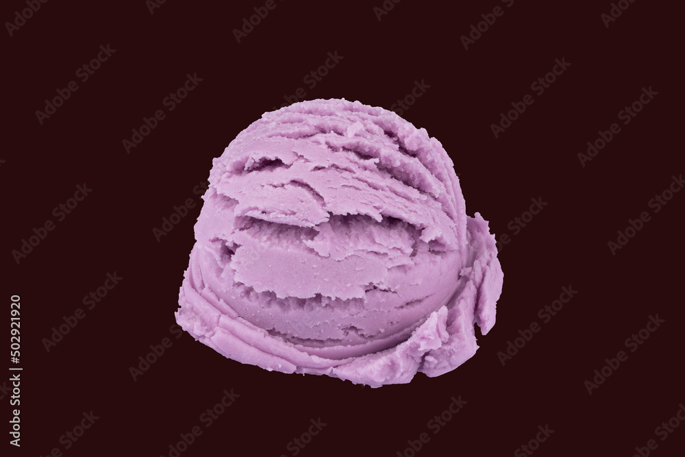 Purple Grape Flavor Ice Cream Ball Isolated with Red Background. Purple Grape Flavor Ice Cream Ball Isolated with Red Background.