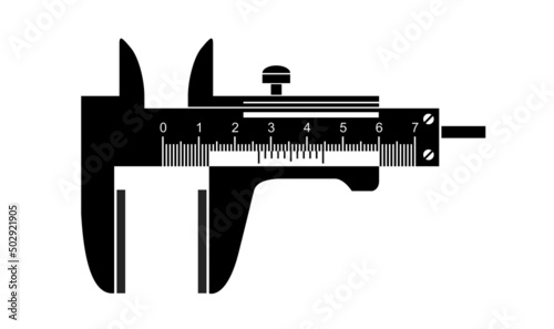 Caliper icon. Accurate measuring device for parts, holes, objects, distances. Technical simple style detailed logo vector illustration isolated
