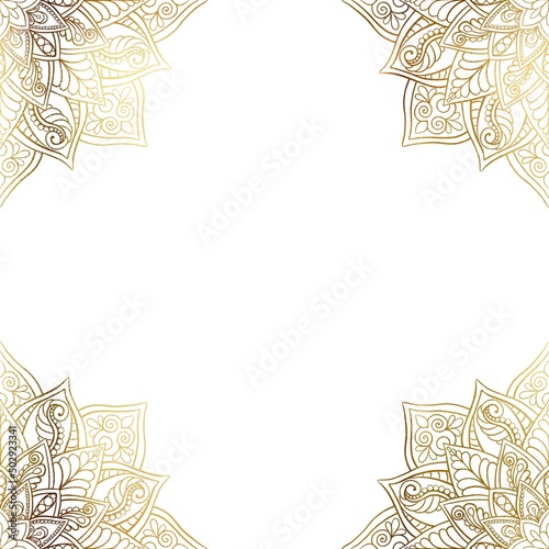 Mandala frame template, square border with ornamental design in indian mehndi style