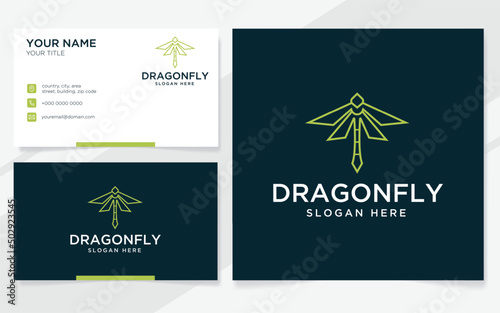 Abstract dragonfly logo suitable for company with business card template