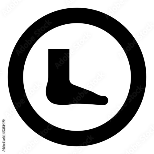 Foot care concept human ankle sole naked icon in circle round black color vector illustration image solid outline style
