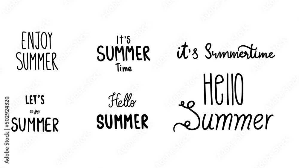 Summer calligraphy set , Modern design for presentation , illustration Vector EPS 10 Summer calligraphy set , Modern design for presentation , illustration Vector EPS 10