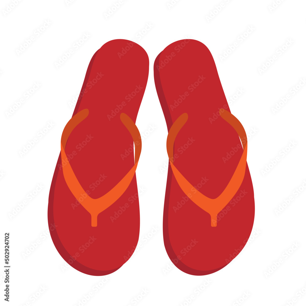 Flip flops isolate on white background. Slippers icon. Colored flip flops red, orange striped isolated. Vector illustration Flip flops isolate on white background. Slippers icon. Colored flip flops red, orange striped isolated. Vector illustration