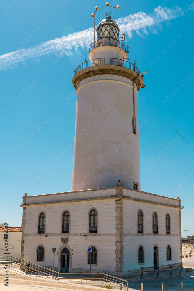  The lighthouse of Malaga harbour. Work began in 1816 and was completed a year later, in times of Ferdinand the 7th.