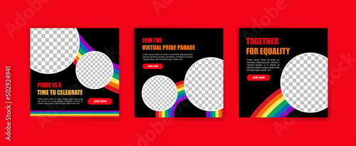Happy pride month social media post template. Vector for banners, posters and social media ads.