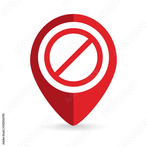 Map pointer with stop sign Vector illustration.