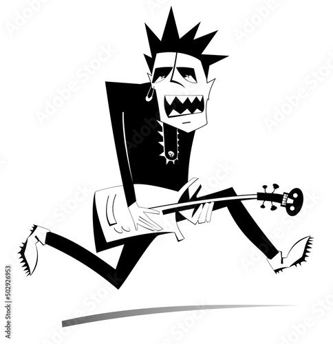 Slika na platnu Jumping guitar player isolated illustration