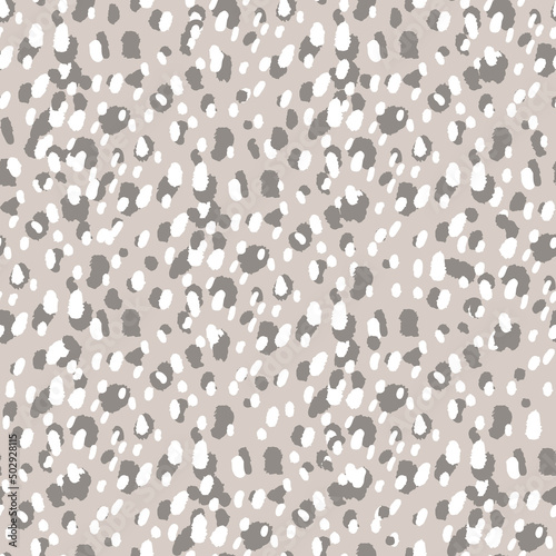 Fototapeta Naklejka Na Ścianę i Meble -  Seamless animal hand drawn dots pattern. Wild monochrome jungle texture. Vector illustration