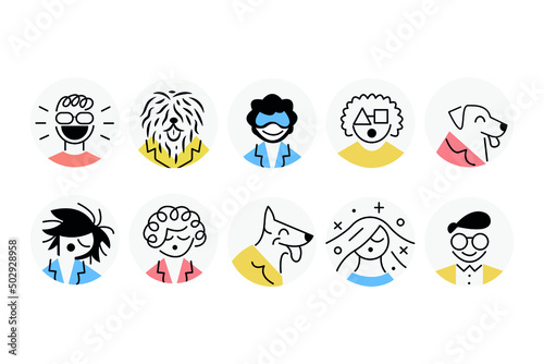 Vector collection of characters. Colored avatars. Flat cartoon illustration.