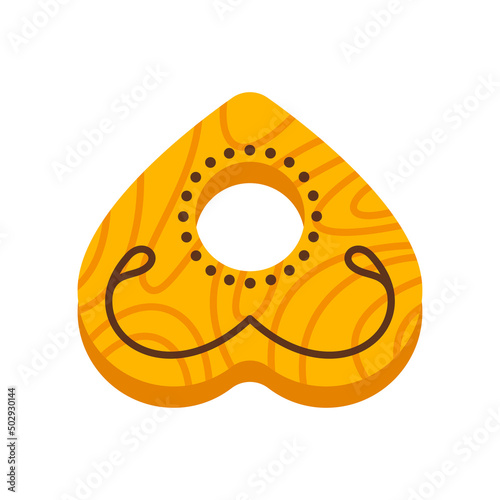Ouija planchette icon. Cartoon illustration of a wooden planchette for spirit talking board isolated on a white background. Mediumship divination equipment. Vector 10 EPS.