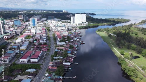 Miri, Sarawak Malaysia - May 2, 2022: The Landmark and Tourist Attraction areas of the of Miri City, with its famous beaches, rivers, city and scenic surroundings photo