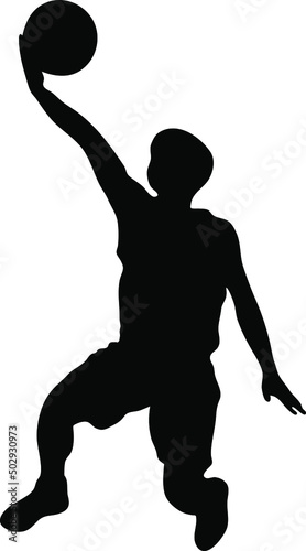 Basketball  vector silhouette, isolated on white background, smash moment, artistic basketball idea