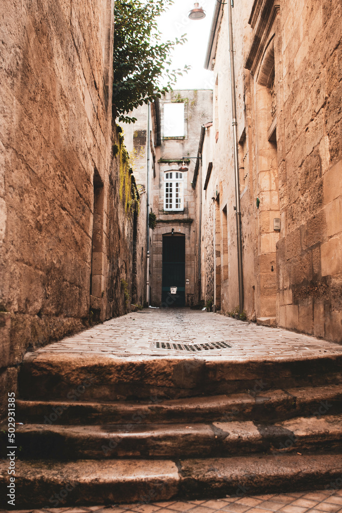 Narrow alley way street without person.